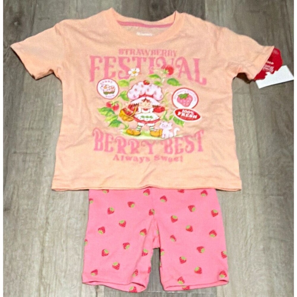 Girls Strawberry Shortcake Pink Peach 2-Piece  Set Size 18 mn. NWT A4